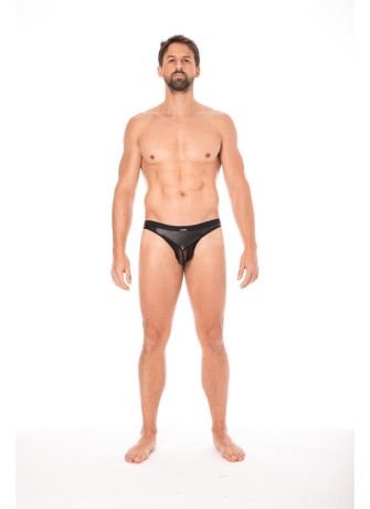 String simili cuir noir et résille noir - LM2005-57BLK